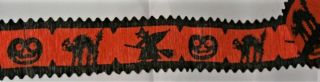 VINTAGE 1950 ' s HALLOWEEN Crepe Paper Party Streamer Decoration WITCH,  CAT,  JOL 2