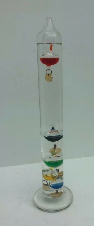 Galileo Glass Thermometer 11 " 5 Colorful Temperature Floats