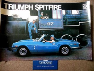 British Leyland 1974 Triumph Spitfire Factory Dealer Poster 35 " By 28 "