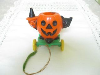 Vintage Rosbro Halloween Witch Jol Black Cat Candy Container
