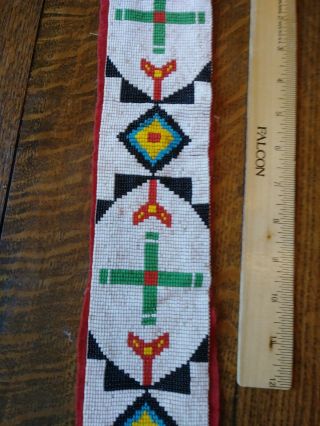 Authentic Antique Pacific Nw Native American Beaded Belt On Red Felt