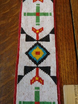 Authentic Antique Pacific NW Native American Beaded Belt on Red Felt 3
