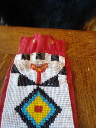 Authentic Antique Pacific NW Native American Beaded Belt on Red Felt 4