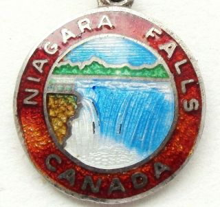 Gorgeous Ancient Silver & Cloisonne Enamel Medal Pendant To The Niagara Falls