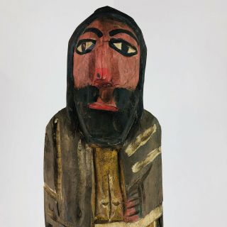 Vintage Jesus Christ Wood Hand Carved Painted Statue Figure Primitive Folk Art