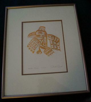 Bill Reid Copper Embossed Signed Haida Rawen Framed Print