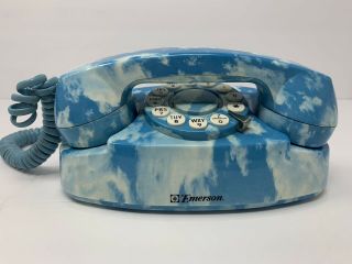 Vintage 1970’s Emerson Sky Cloud Rotary Telephone Touchtone Phonecord Handset