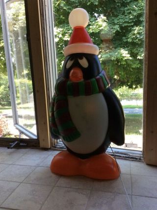 Penguin Blow Mold 28 " Plastic Red Green Scarf General Foam Yard Christmas