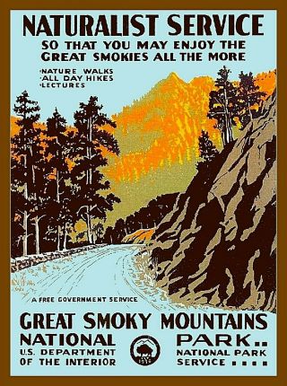 North Carolina Great Smoky Mountains National Park Vintage Travel Poster Print
