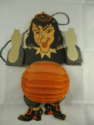 Vintage Halloween Honeycomb Witch Decoration - Made In Usa