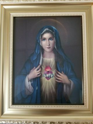 Immaculate Heart Of Mary Picture With Gold Frame