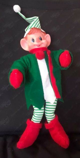 Elf Pixie Christmas Holiday Decor.  Approx.  10 " Tall & 14 " To Tip Of Hat