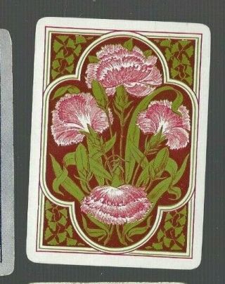 Swap Playing Cards 1x U.  S.  Antique Wide Flowers Pink Carnations In Full Bloom