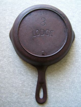 Vintage Antique Lodge 3 Cast Iron Skillet Fry Pan Heat Ring Arch Logo N 6 1/4 "