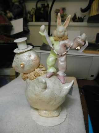 Bethany Lowe Easter Rabbit On Chick Showroom Sample