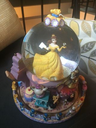 Rare 1991 Disney Beauty And The Beast Belle Musical Snow Globe " Be Our Guest