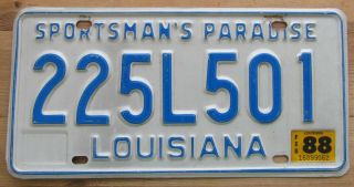 Louisiana 1988 License Plate 225l501