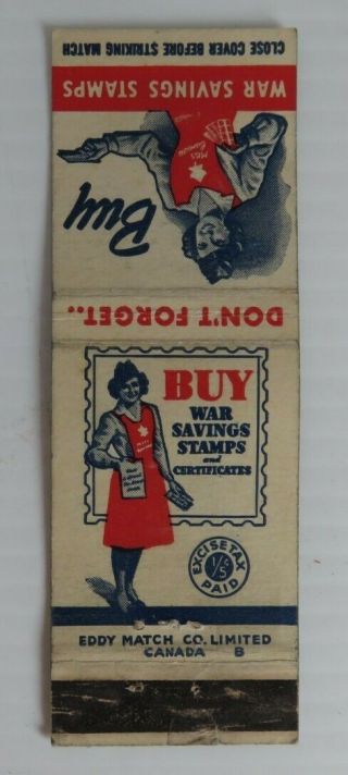 Vintage Wwii Buy War Savings Stamps Matchbook Cover (inv23872)