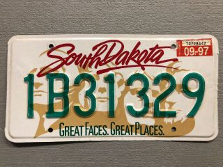 South Dakota License Plate Great Faces Mt.  Rushmore 1b31329 1997 Sticker