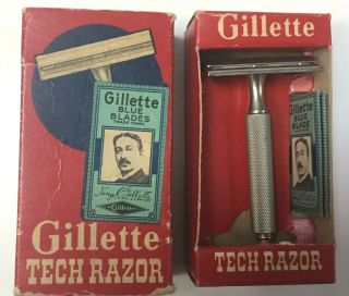 Vintage Gillette Tech Safety Razor & Box - G1 Date Code