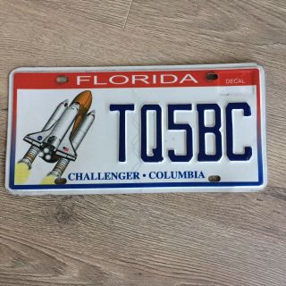 Florida Astronaut Challenger Columbia Nasa Spaceship License Plate Tq5bc