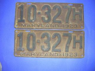 1923 Maryland License Plates Matched Pair Taxi