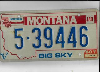 Montana Passenger 1980 License Plate " 5 - 39446 " Lewis & Clark Bicentennial