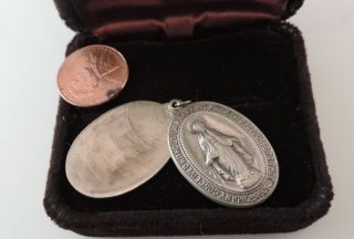 Vintage Sterling Silver Miraculous Medal Madonna Slide Charm Pendant 4a 40
