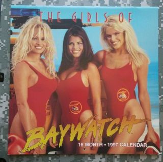 Girls Of Baywatch W/ Pamela Anderson 1997 Wall Calendar Swimsuit Hot & Sexy