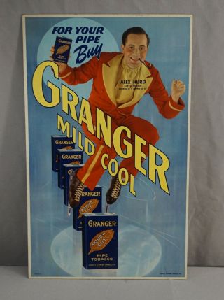1941 Alex Hurd Olympic Speed Skater Granger Cardboard Tobacco Adv.  Sign