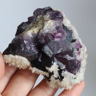 197g Natural Calcite Crystal Cluster&purple Flourite Mineral Specimens A1462
