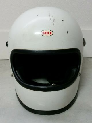 Vintage Bell Star Dot White Full Face Motorcycle/racing Helmet - 7 - 3/8