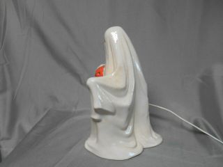 Vintage ceramic light up ghost with pumpkin Halloween décor 3