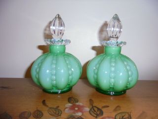 Fenton - - Green Beaded Melon - - Perfume Bottles