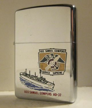 1973 Us Navy Zippo Uss Samuel Gompers Ad - 37 Destroyer Tender Vietnam Service (jg
