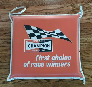 Vintage Champion Spark Plugs Race Winners Seat Cushion Chair Pad Antique Toledo