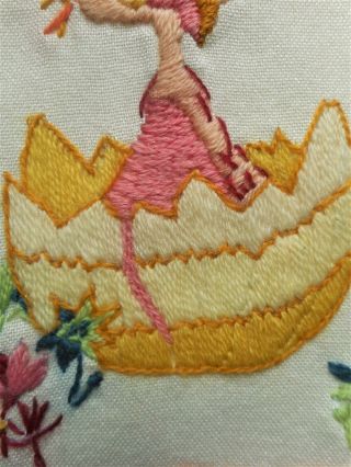 OMELETTE Vintage Completed FINISHED Kit Mortimer Artist Bird CREWEL Embroidery 4