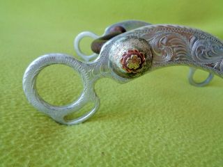 VINTAGE Maker Marked B - M Western Show BIT HAND Engraved Cheek Silver Concho 3