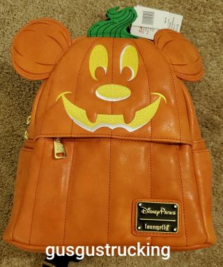 Disney Parks X Loungefly Pumpkin Mickey Mini Backpack Nwt