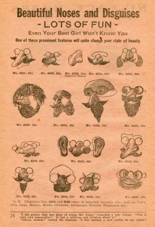 1922 Small Print Ad Of Noses & Disguises Beards Mustaches Big Ears