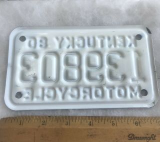 VINTAGE KENTUCKY 1980 MOTORCYCLE CYCLE LICENSE PLATE 139803 BLUE ON WHITE 2