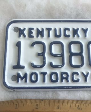 VINTAGE KENTUCKY 1980 MOTORCYCLE CYCLE LICENSE PLATE 139803 BLUE ON WHITE 3