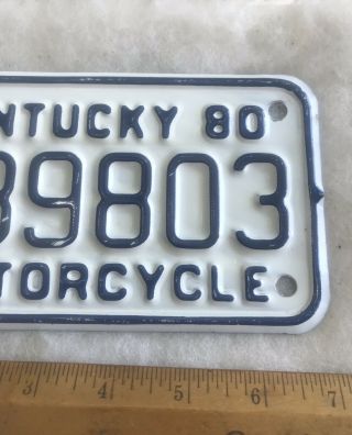 VINTAGE KENTUCKY 1980 MOTORCYCLE CYCLE LICENSE PLATE 139803 BLUE ON WHITE 4