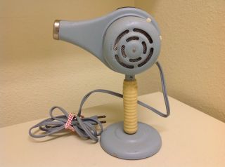 Vintage Mid Century 1950 ' s Handy Hannah Hair Dryer Blue with Stand 3