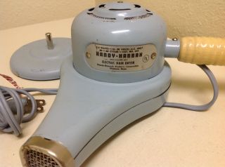 Vintage Mid Century 1950 ' s Handy Hannah Hair Dryer Blue with Stand 5