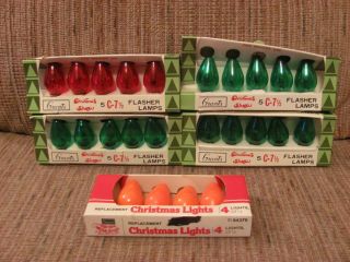 24 C 7 - 1/2 Red/green/orange Christmas Flasher Twinkle (4 Non) Bulbs Lamps Lights