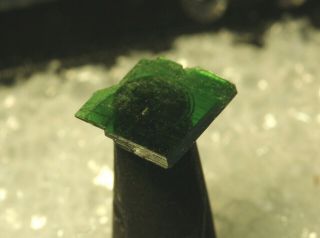 Torbernite Glassy,  Translucent,  7 - Mm Floater Crystal Shinkolobwe Mine,  Dr Congo