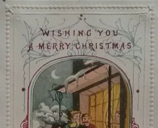 Antique,  Victorian GOODALL Christmas/New Year card.  1860 Album.  App.  10x6.  5cms. 2