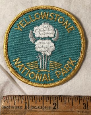 Vintage Yellowstone National Park Travel Souvenir Patch Old Faithful Geyser