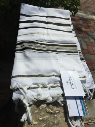 Kosher Tallit Talis Prayer Shawl Acrylic 24 " X72 " Made In Israel Black And Gold